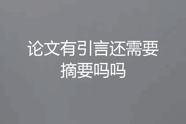 论文有引言还需要摘要吗吗
