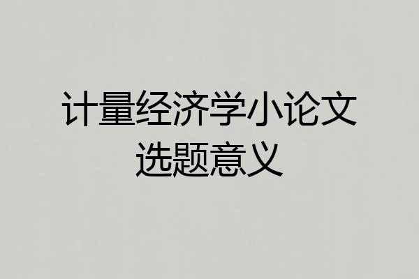 计量经济学小论文选题意义