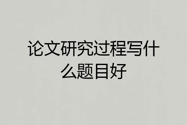 论文研究过程写什么题目好