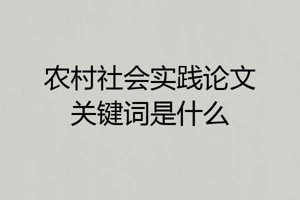 农村社会实践论文关键词是什么