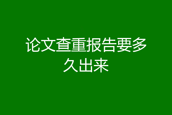 论文查重报告要多久出来