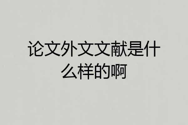 论文外文文献是什么样的啊
