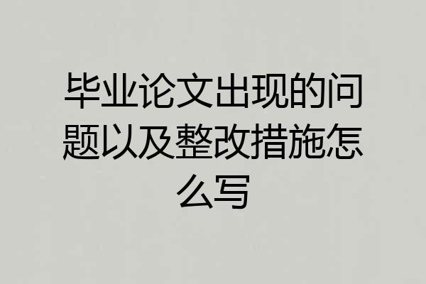 毕业论文出现的问题以及整改措施怎么写