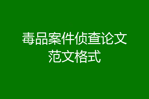 毒品案件侦查论文范文格式