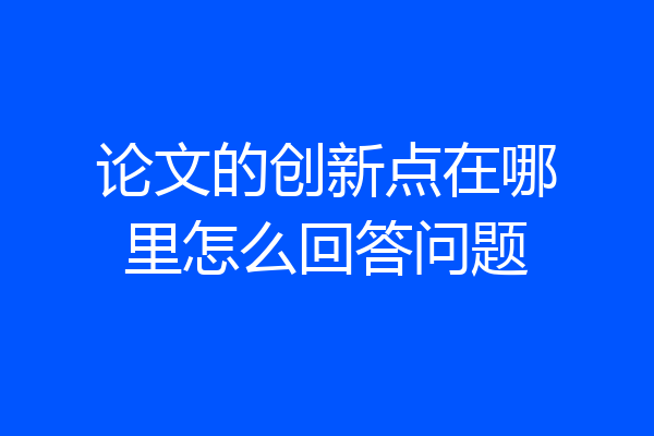 论文的创新点在哪里怎么回答问题