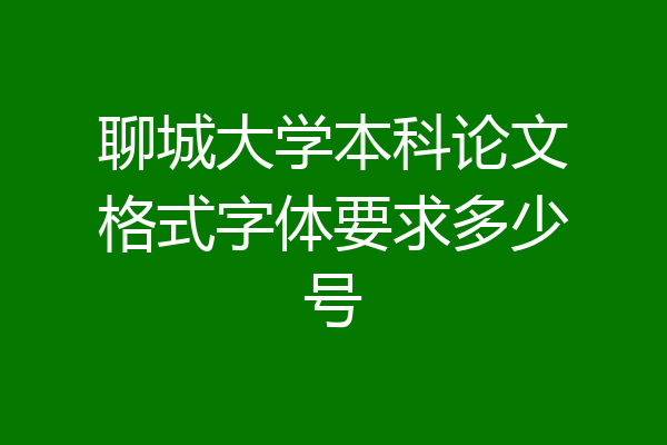 聊城大学本科论文格式字体要求多少号