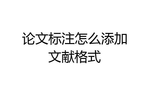 论文标注怎么添加文献格式