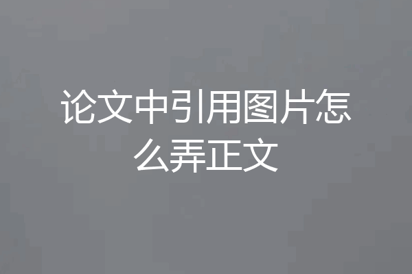 论文中引用图片怎么弄正文