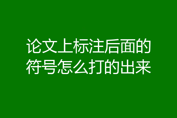 论文上标注后面的符号怎么打的出来
