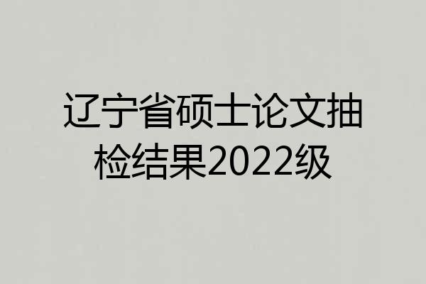 辽宁省硕士论文抽检结果2022级
