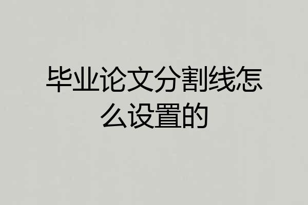 毕业论文分割线怎么设置的