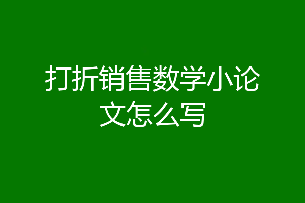 打折销售数学小论文怎么写