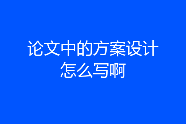论文中的方案设计怎么写啊