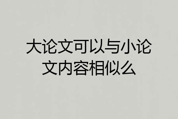 大论文可以与小论文内容相似么