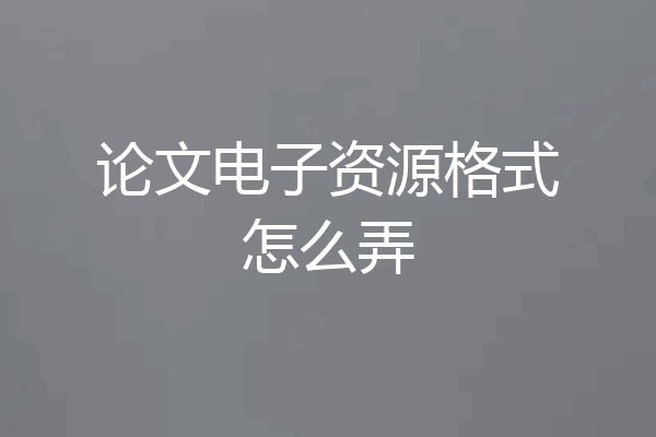 论文电子资源格式怎么弄