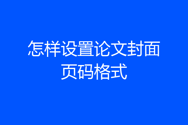 怎样设置论文封面页码格式