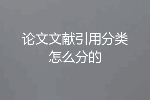 论文文献引用分类怎么分的