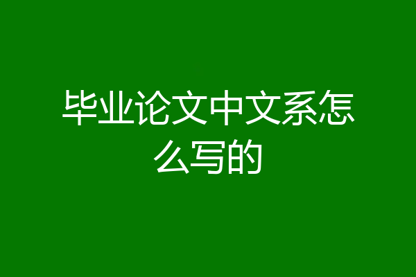 毕业论文中文系怎么写的