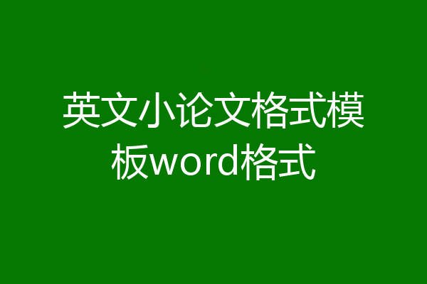 英文小论文格式模板word格式