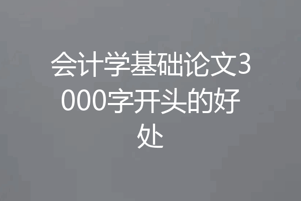 会计学基础论文3000字开头的好处