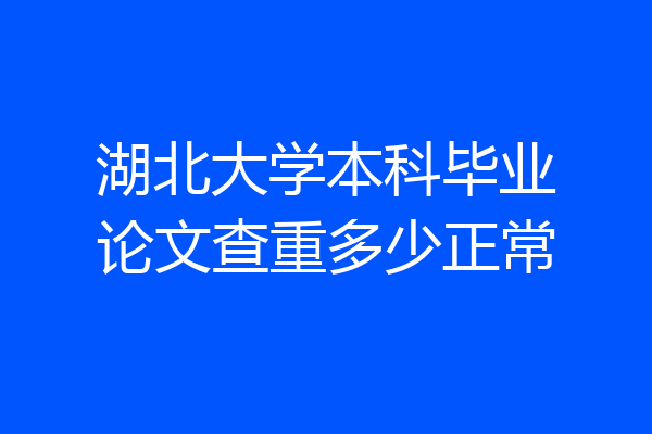 湖北大学本科毕业论文查重多少正常