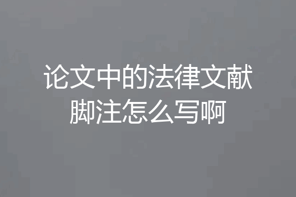 论文中的法律文献脚注怎么写啊