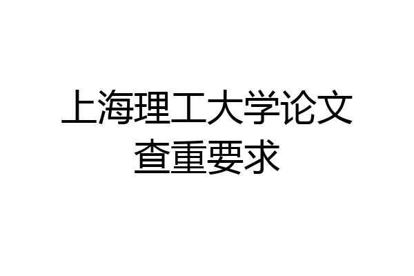 上海理工大学论文查重要求