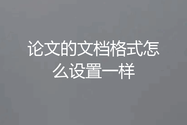 论文的文档格式怎么设置一样