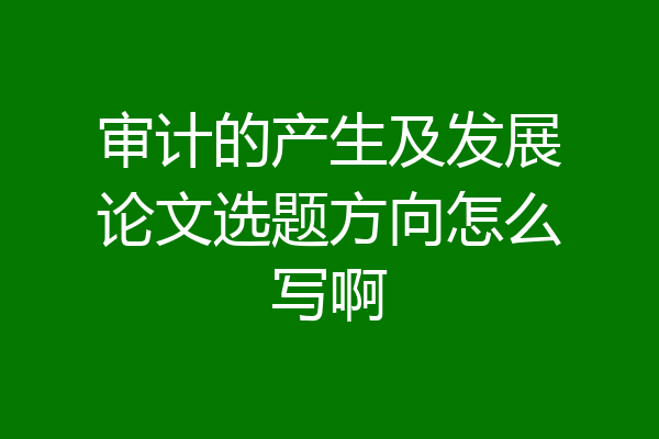 审计的产生及发展论文选题方向怎么写啊
