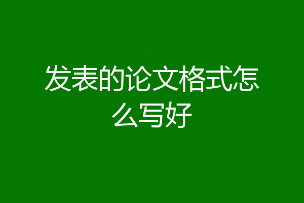 发表的论文格式怎么写好