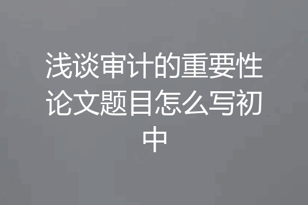 浅谈审计的重要性论文题目怎么写初中