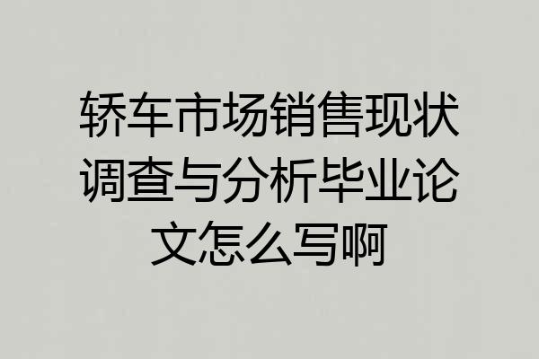轿车市场销售现状调查与分析毕业论文怎么写啊