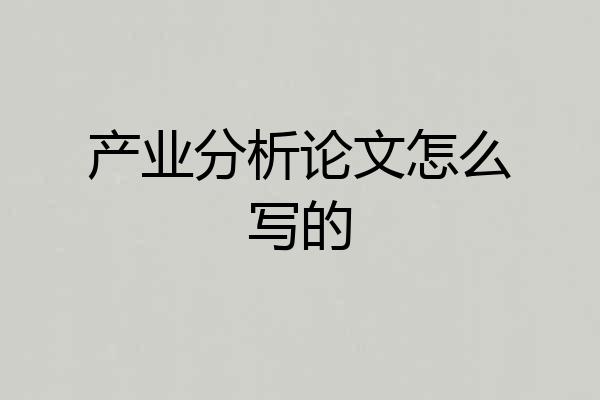 产业分析论文怎么写的