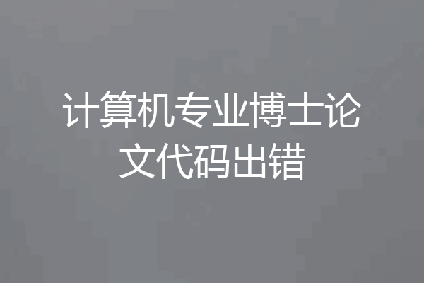 计算机专业博士论文代码出错