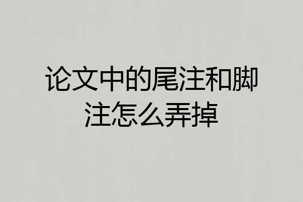 论文中的尾注和脚注怎么弄掉