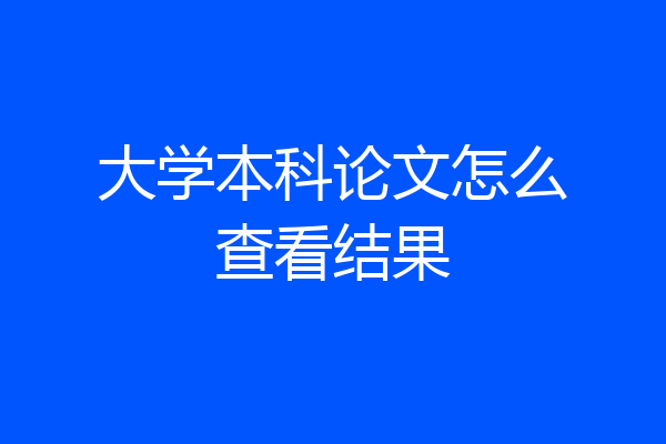 大学本科论文怎么查看结果