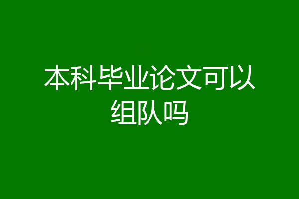 本科毕业论文可以组队吗