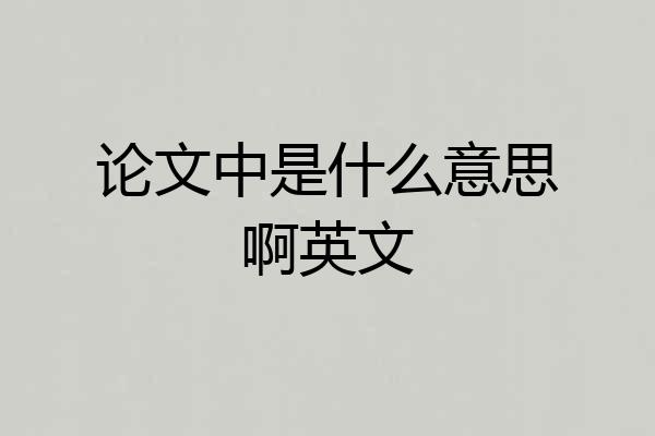 论文中是什么意思啊英文