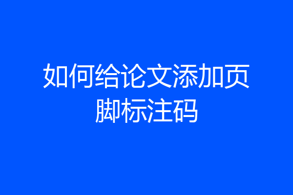 如何给论文添加页脚标注码
