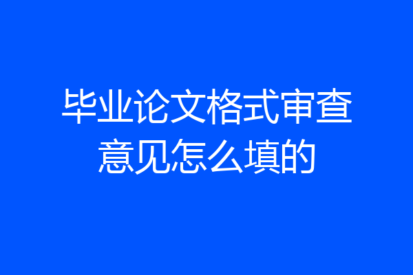 毕业论文格式审查意见怎么填的