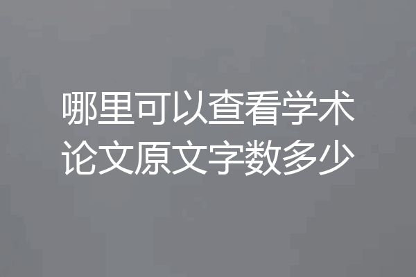 哪里可以查看学术论文原文字数多少