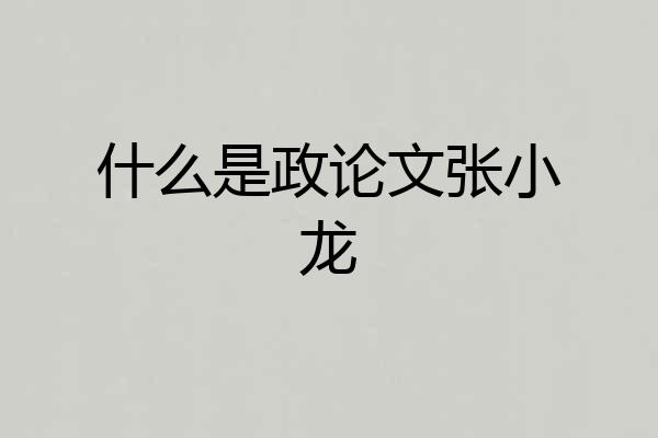 什么是政论文张小龙