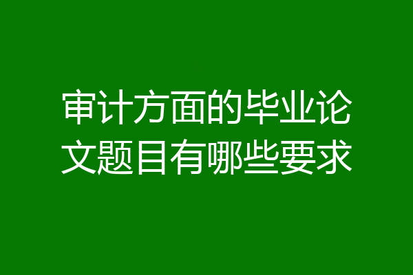 审计方面的毕业论文题目有哪些要求