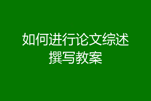如何进行论文综述撰写教案