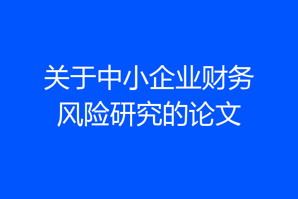 关于中小企业财务风险研究的论文