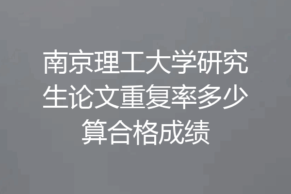 南京理工大学研究生论文重复率多少算合格成绩