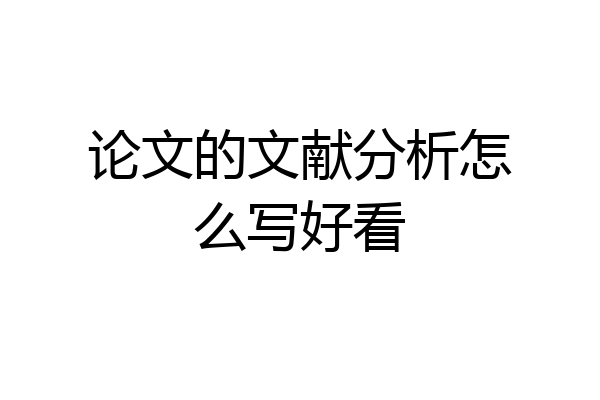 论文的文献分析怎么写好看