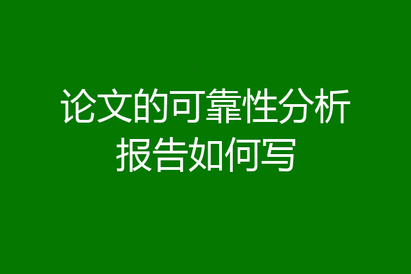 论文的可靠性分析报告如何写