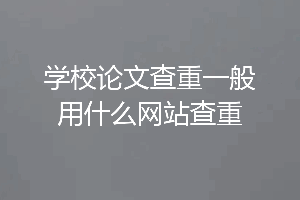 学校论文查重一般用什么网站查重