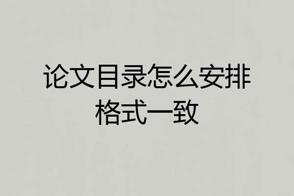论文目录怎么安排格式一致